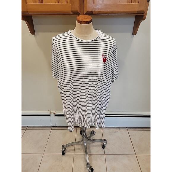 Brit. Ny Black White Striped Tshirt Short Sleeve Shirt Plus Size 3x - Picture 1 of 8